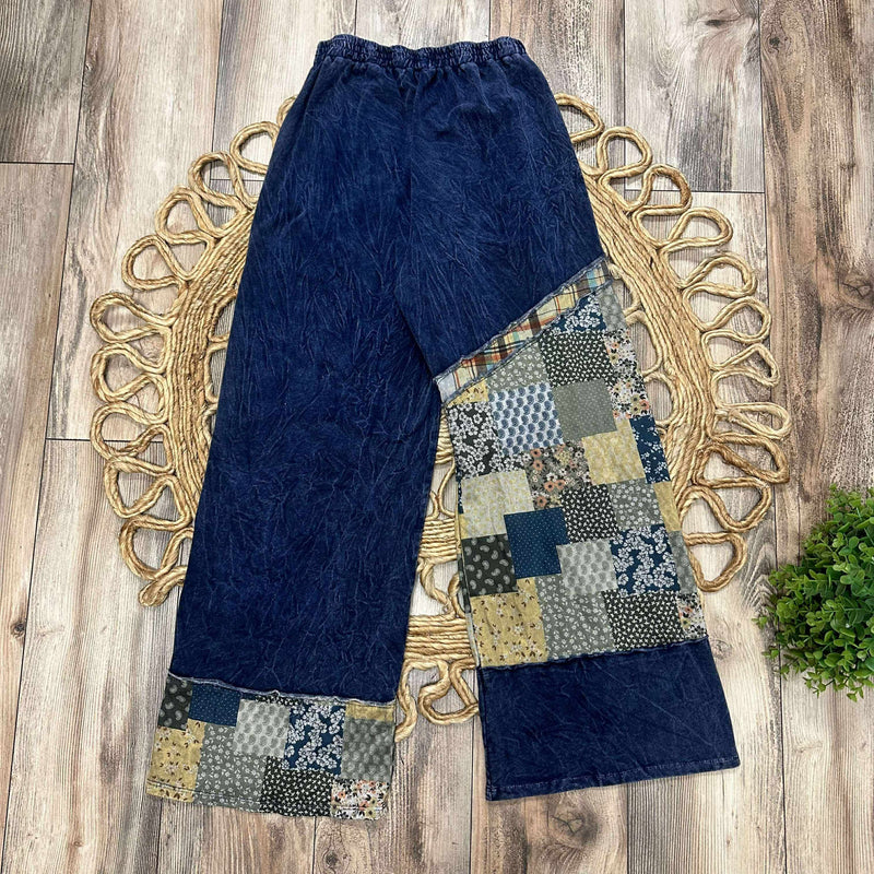 J Her Navy Daisy Patchwork Pant Set