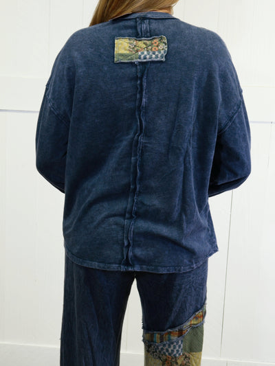 J Her Navy Daisy Patchwork Pant Set