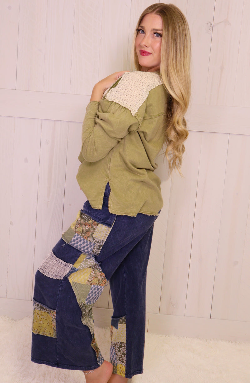 J.Her Patchwork Lace top Acid Was Set