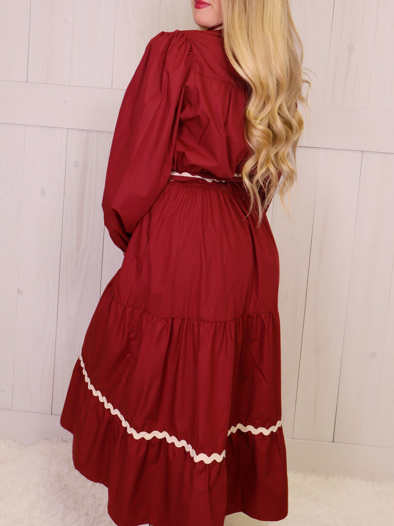 Jodifl Burgundy Midi dress