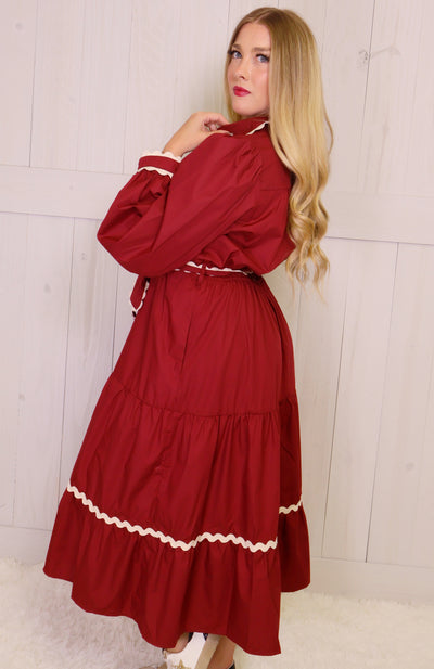 Jodifl Burgundy Midi dress