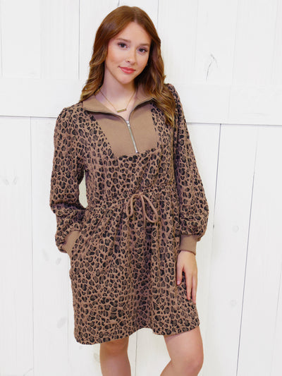 Jodifl Mocha Cheetah Tie Waist Dress