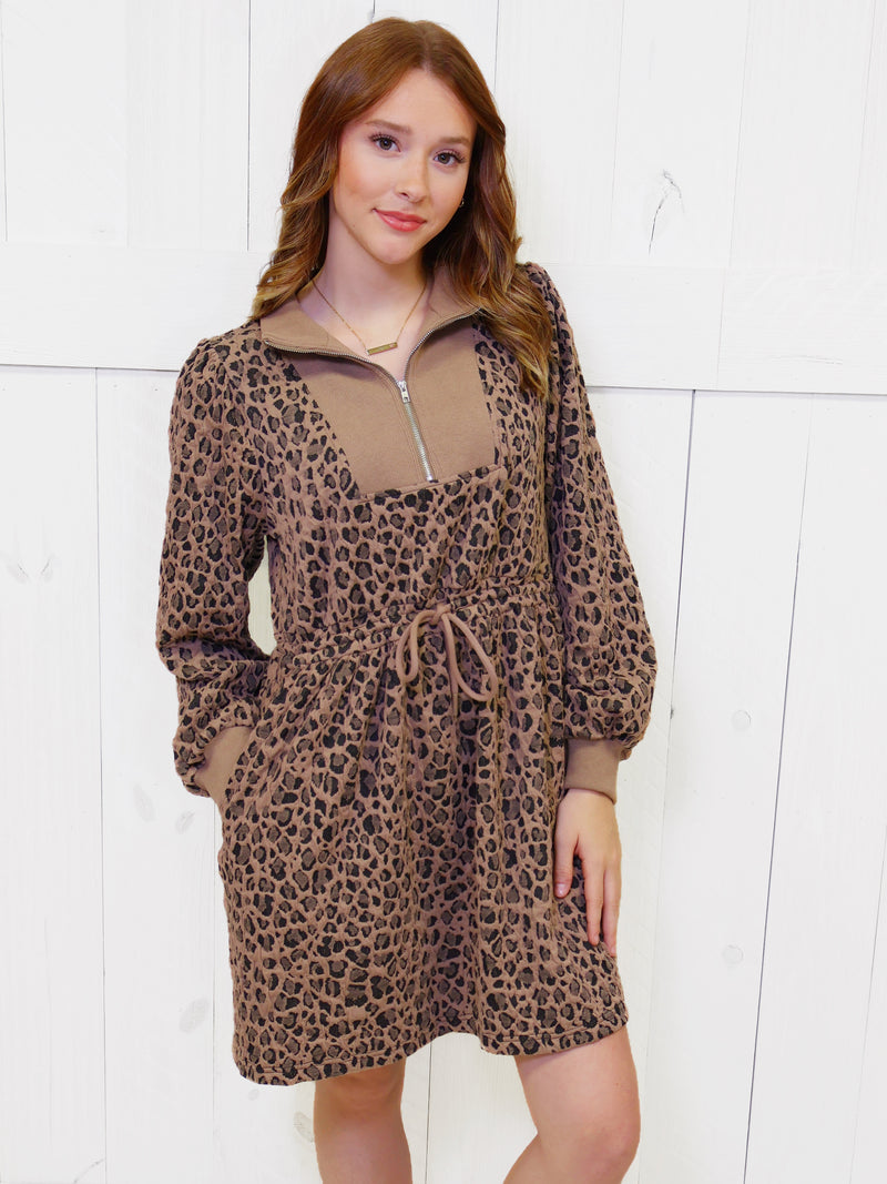 Jodifl Mocha Cheetah Tie Waist Dress