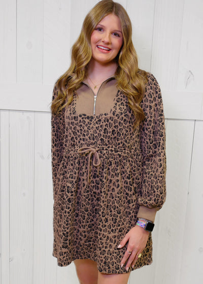 Jodifl Mocha Cheetah Tie Waist Dress