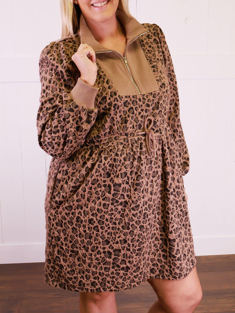 Jodifl Mocha Cheetah Tie Waist Dress