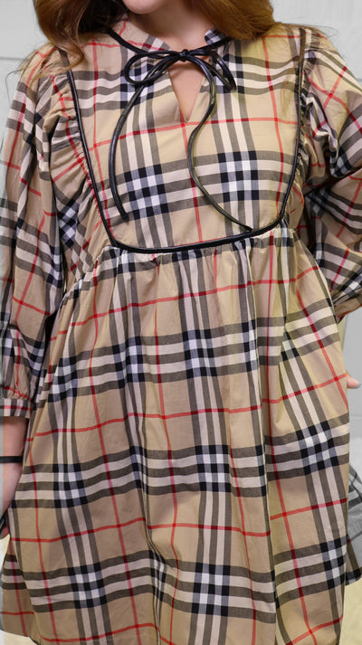 Jodifl Plaid Taupe Dress