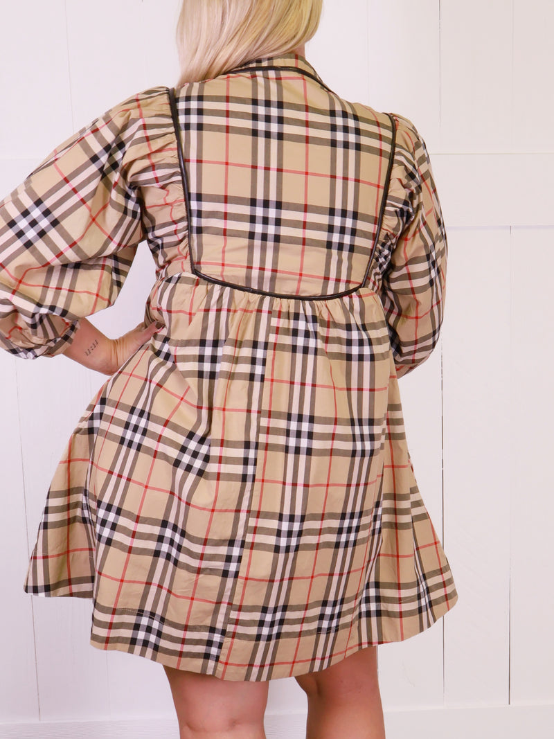 Jodifl Plaid Taupe Dress