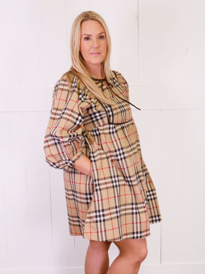 Jodifl Plaid Taupe Dress