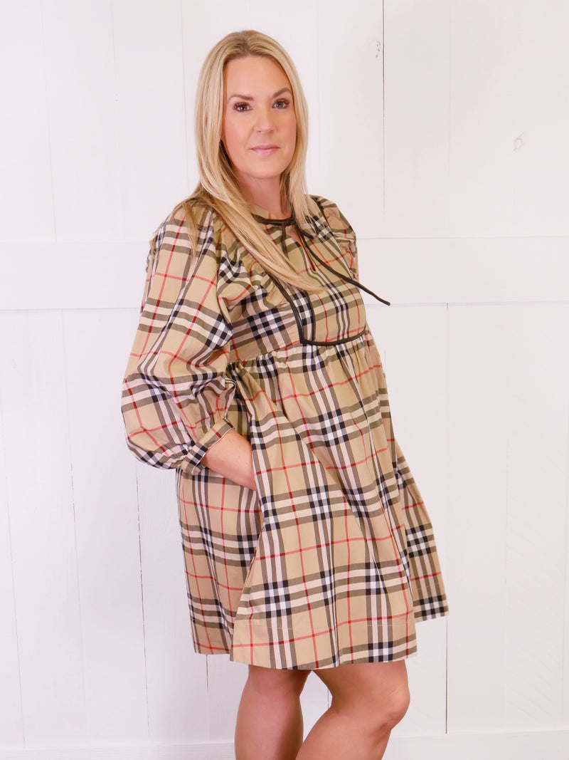 Jodifl Plaid Taupe Dress