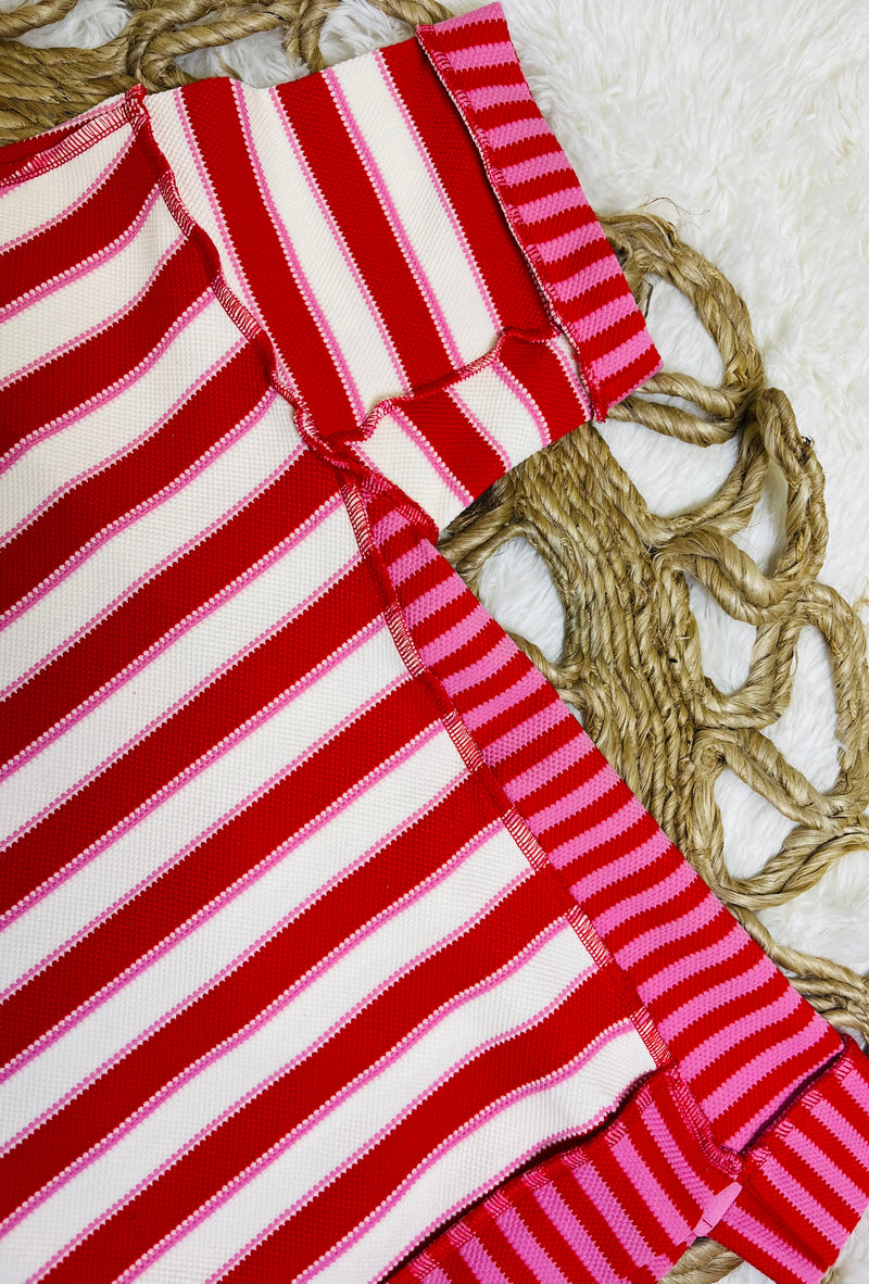 Jodifl Red & pink striped shirt
