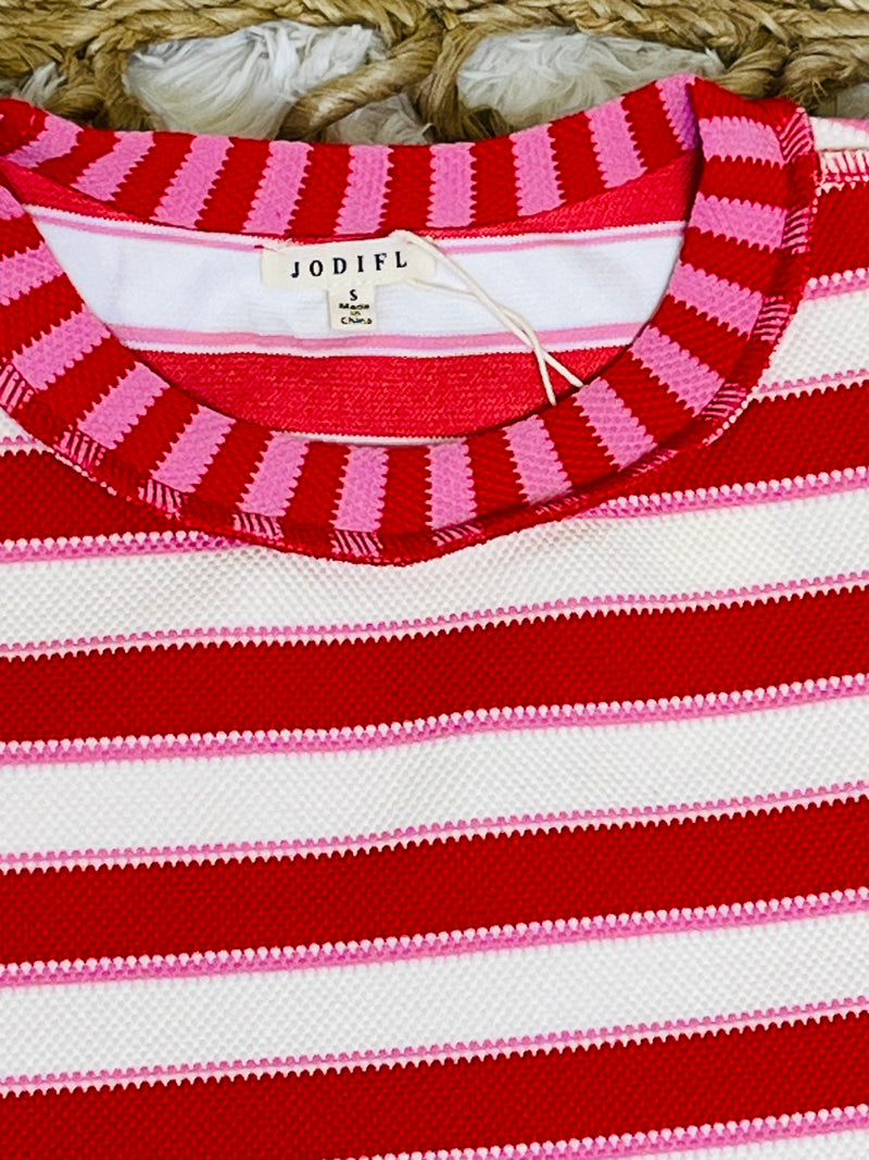 Jodifl Red & pink striped shirt