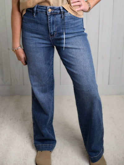 Judy Blue Contrast Thread Straight Leg Jeans 8596