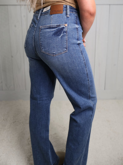 Judy Blue Contrast Thread Straight Leg Jeans 8596