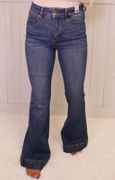 Judy Blue Flare Double Button Jeans 1018
