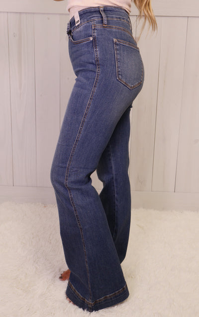 Judy Blue Flare Double Button Jeans 1018
