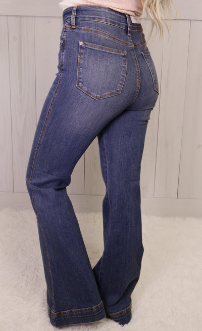 Judy Blue Flare Double Button Jeans 1018