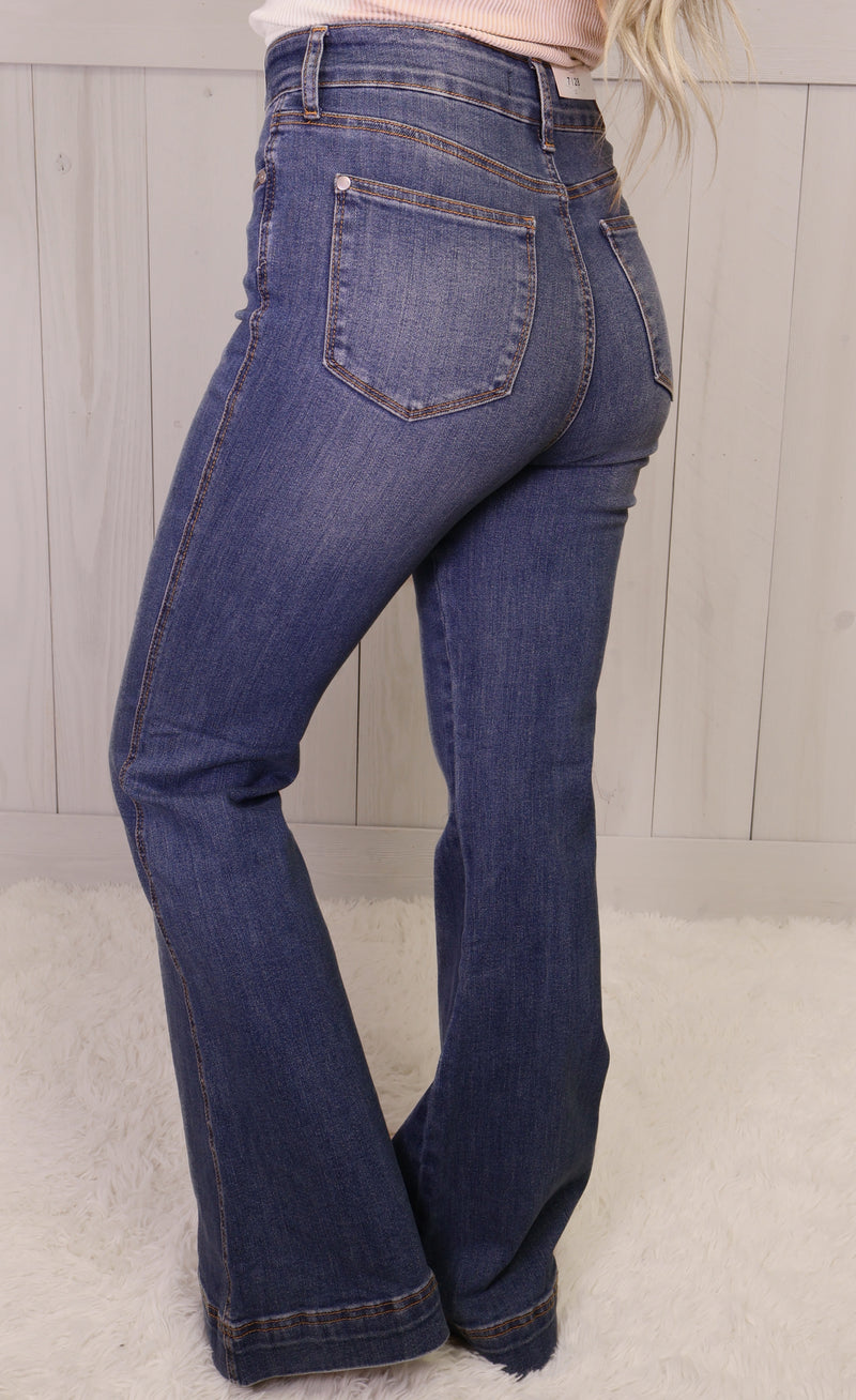 Judy Blue Flare Double Button Jeans 1018
