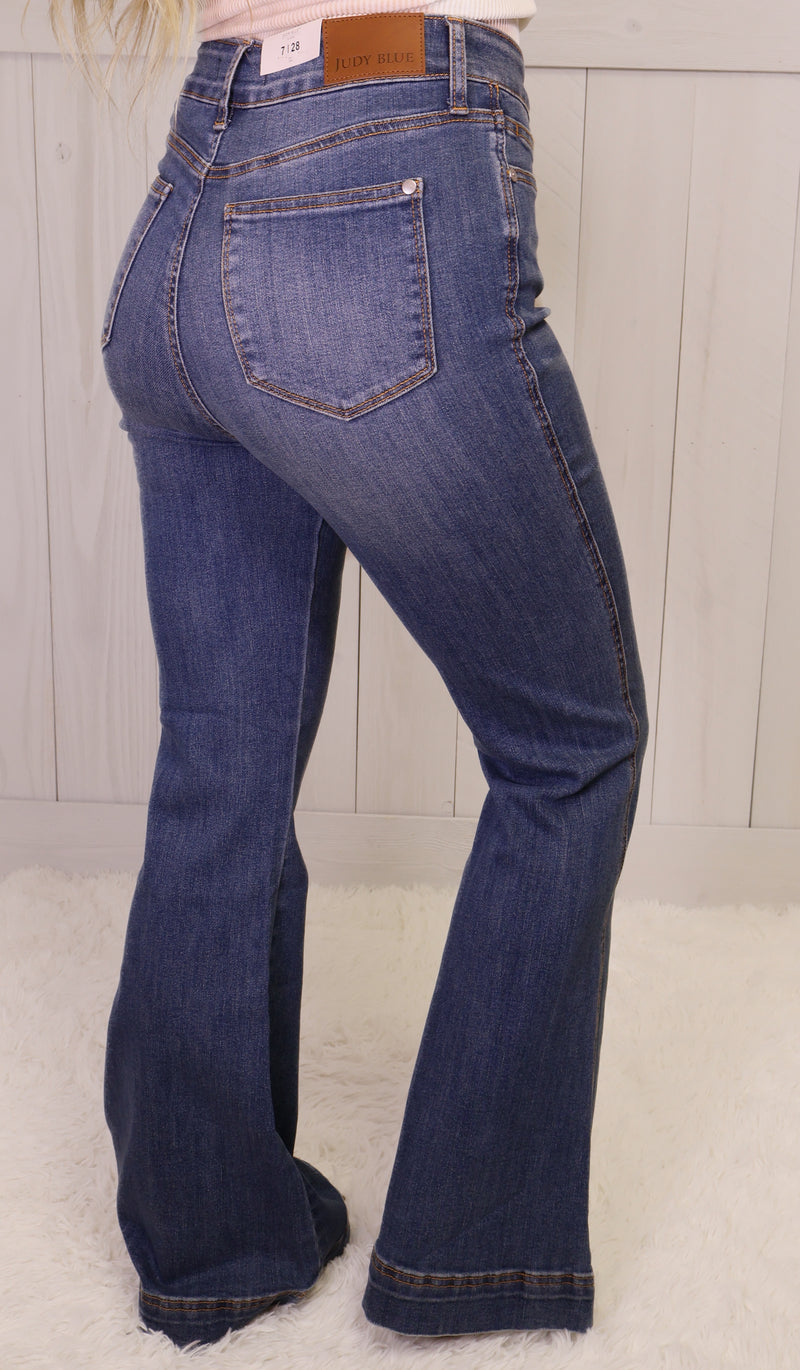 Judy Blue Flare Double Button Jeans 1018