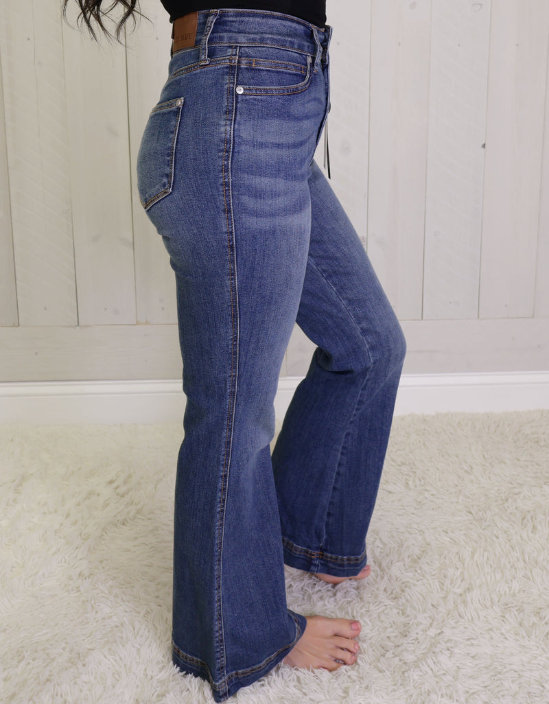 Judy Blue Petite Flare Double Button Jeans 1018
