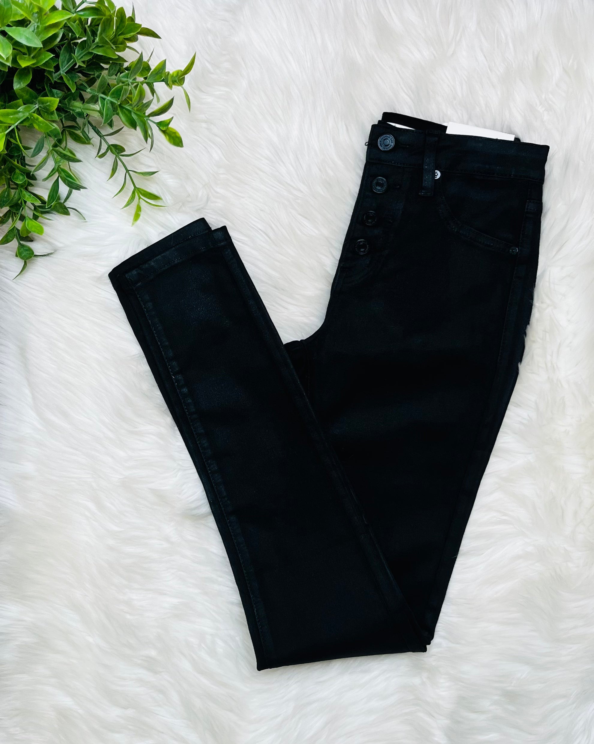 Kancan Button Fly High Rise Black Jeans
