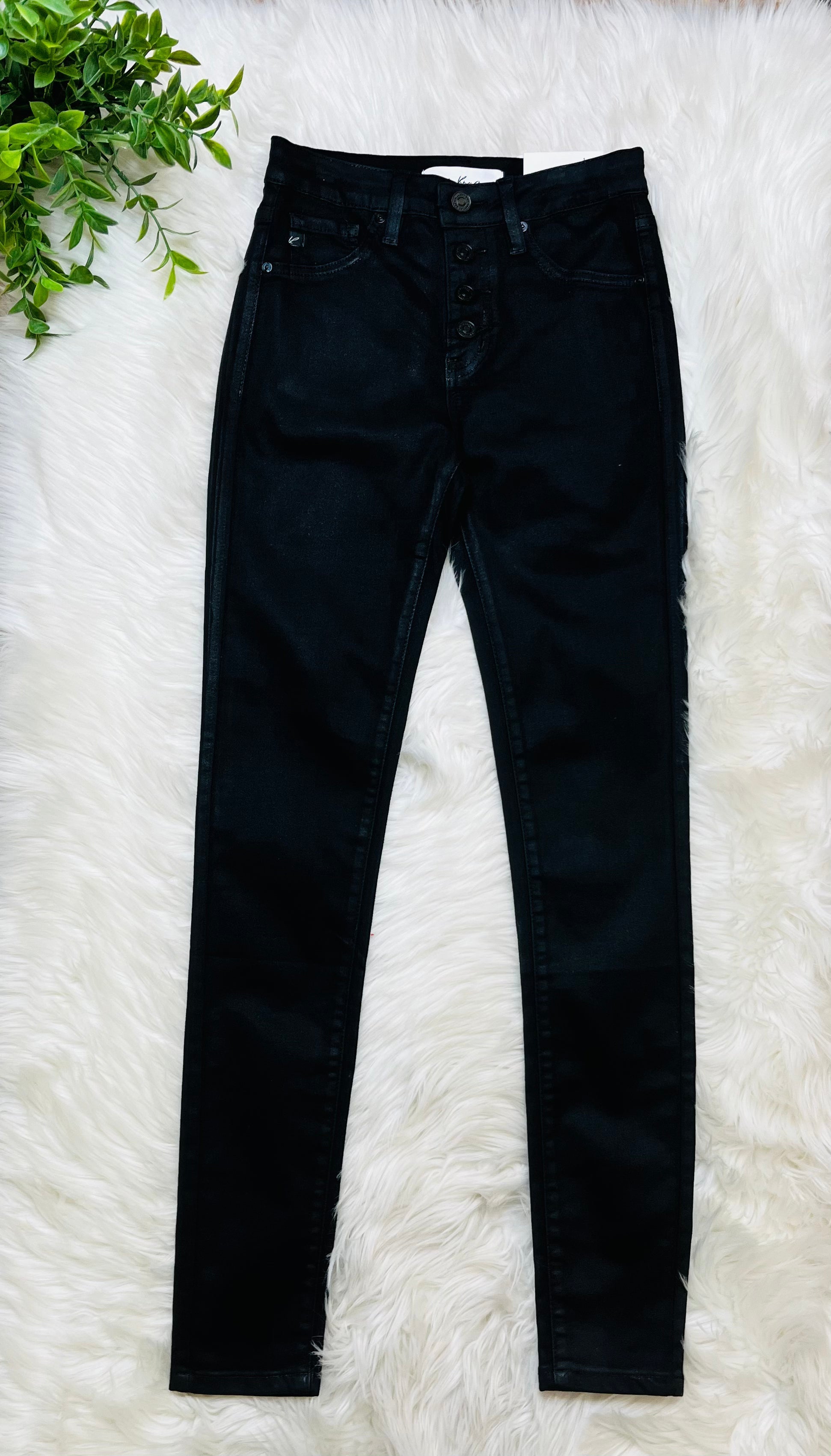 Kancan Button Fly High Rise Black Jeans
