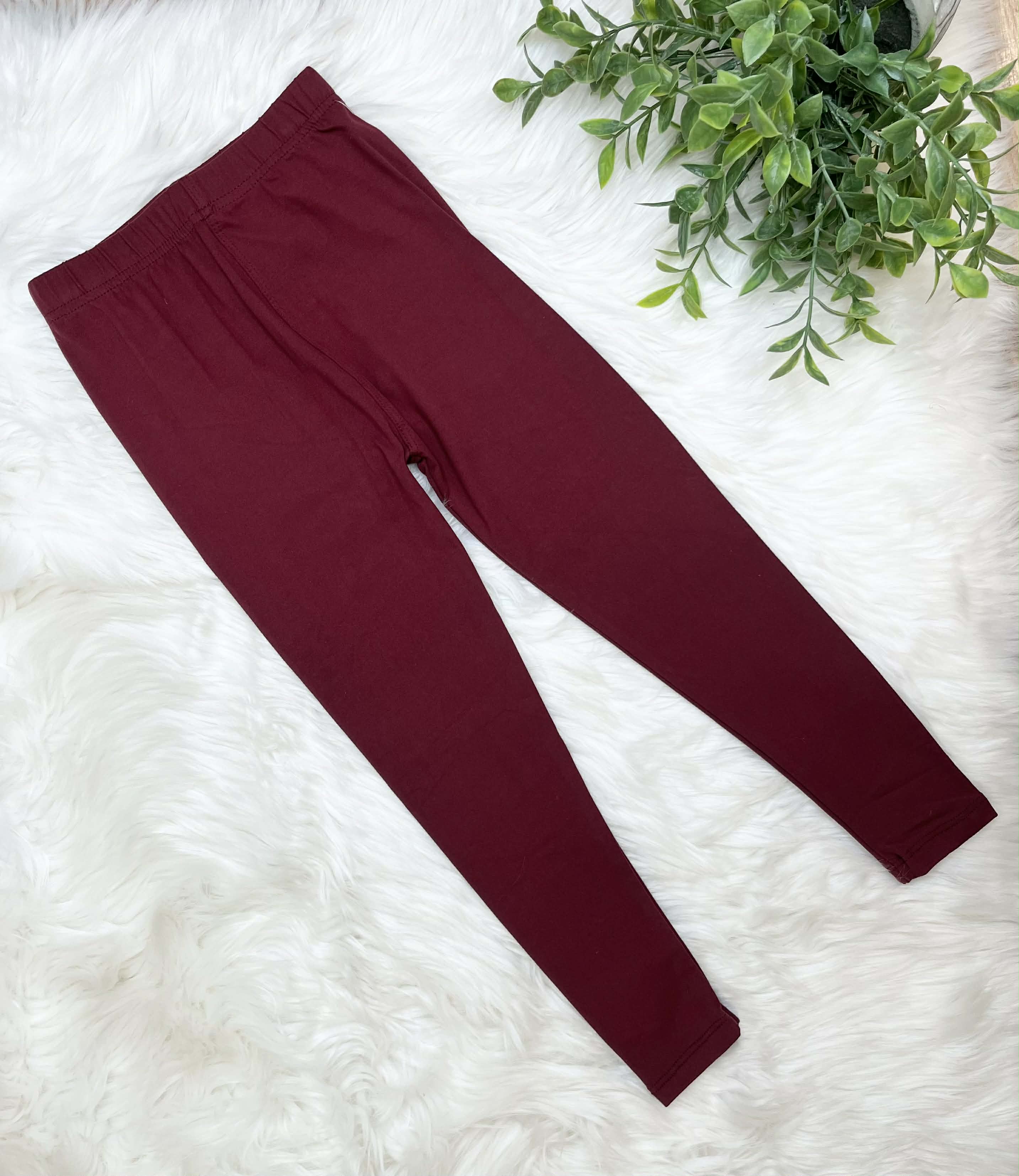 Kids Butter Soft Stretch Leggings- in Color Burgundy