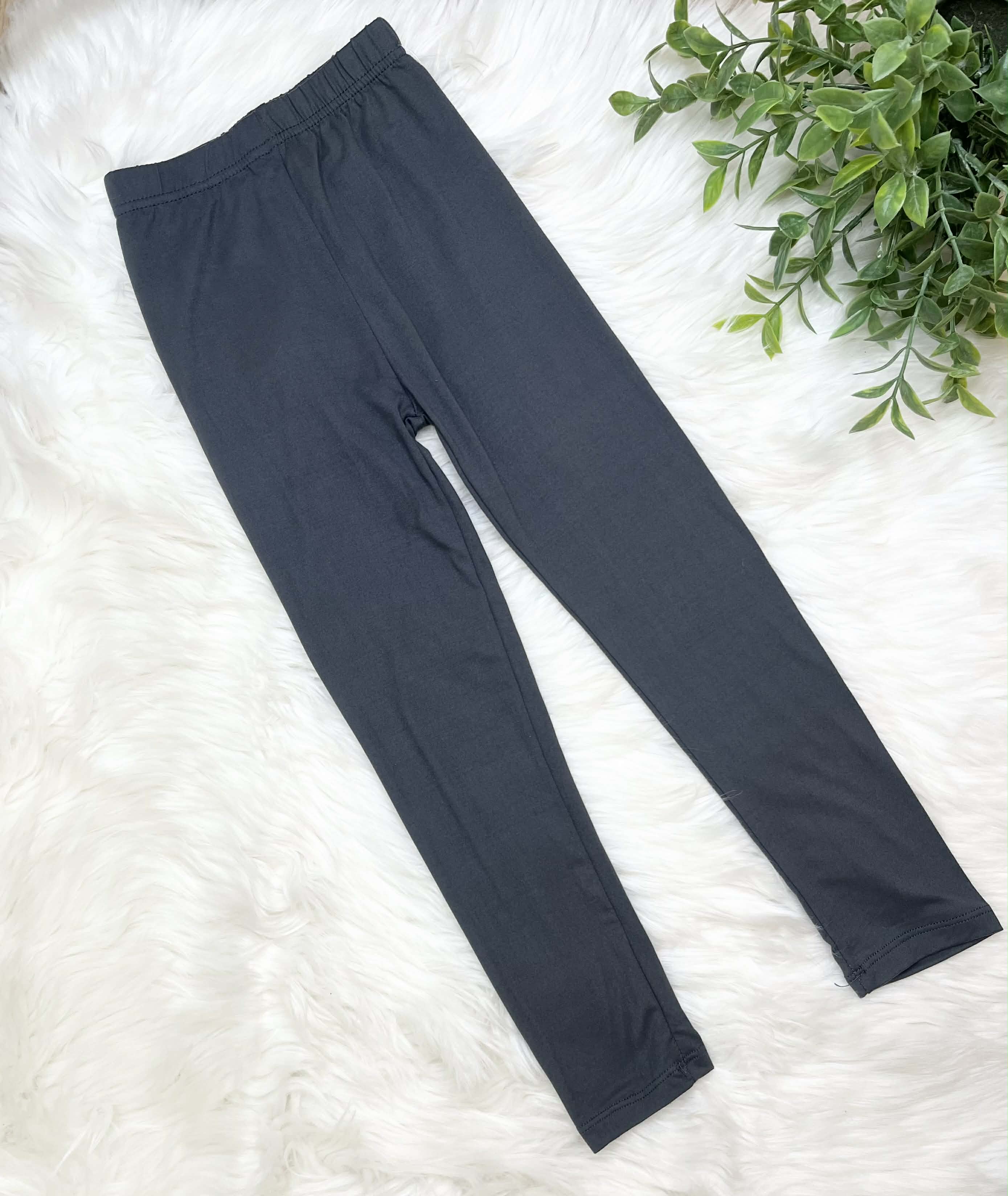 Kids Butter Soft Stretch Leggings- in Color Charcoal