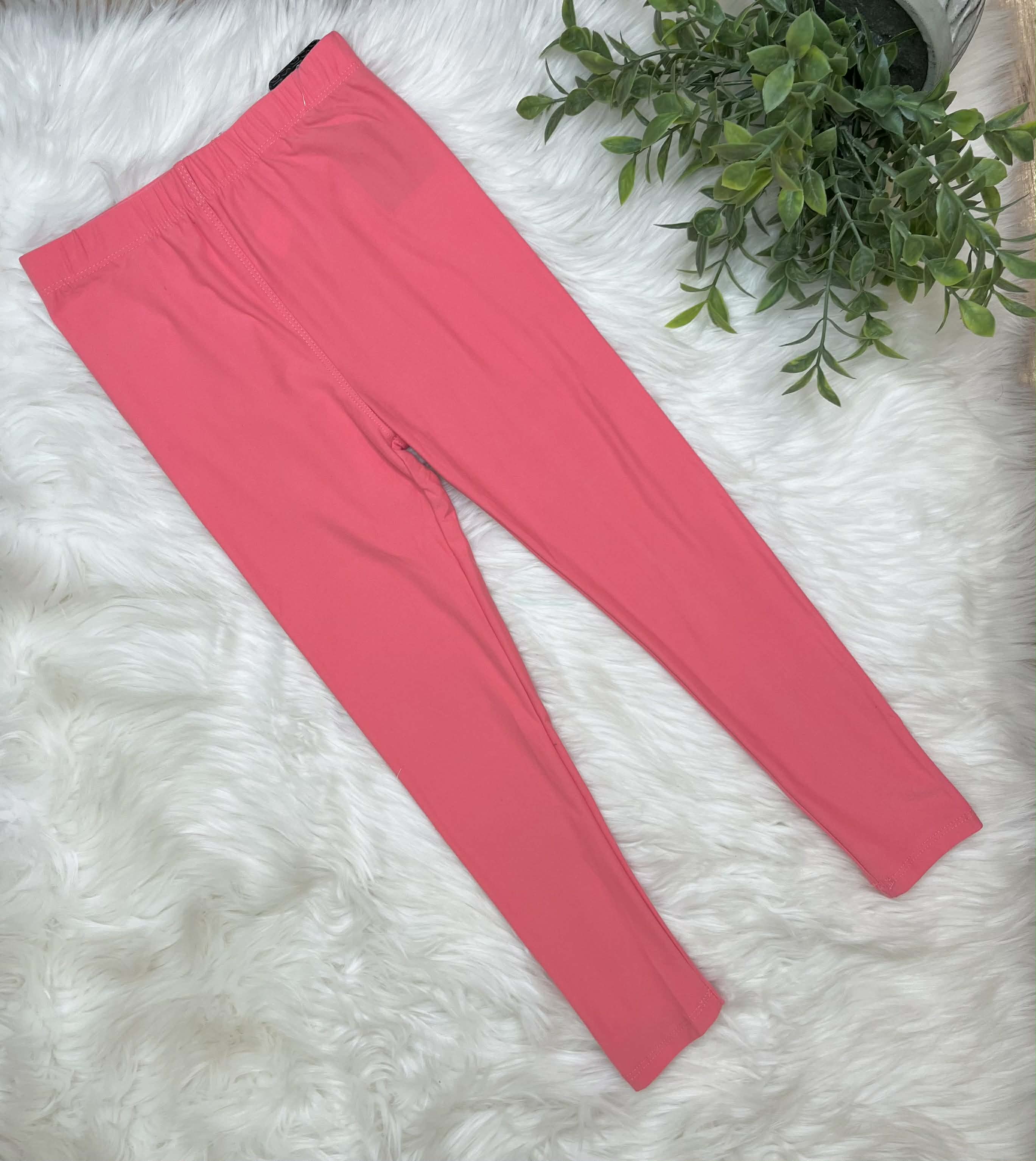 Kids Butter Soft Stretch Leggings- in Color 
Coral