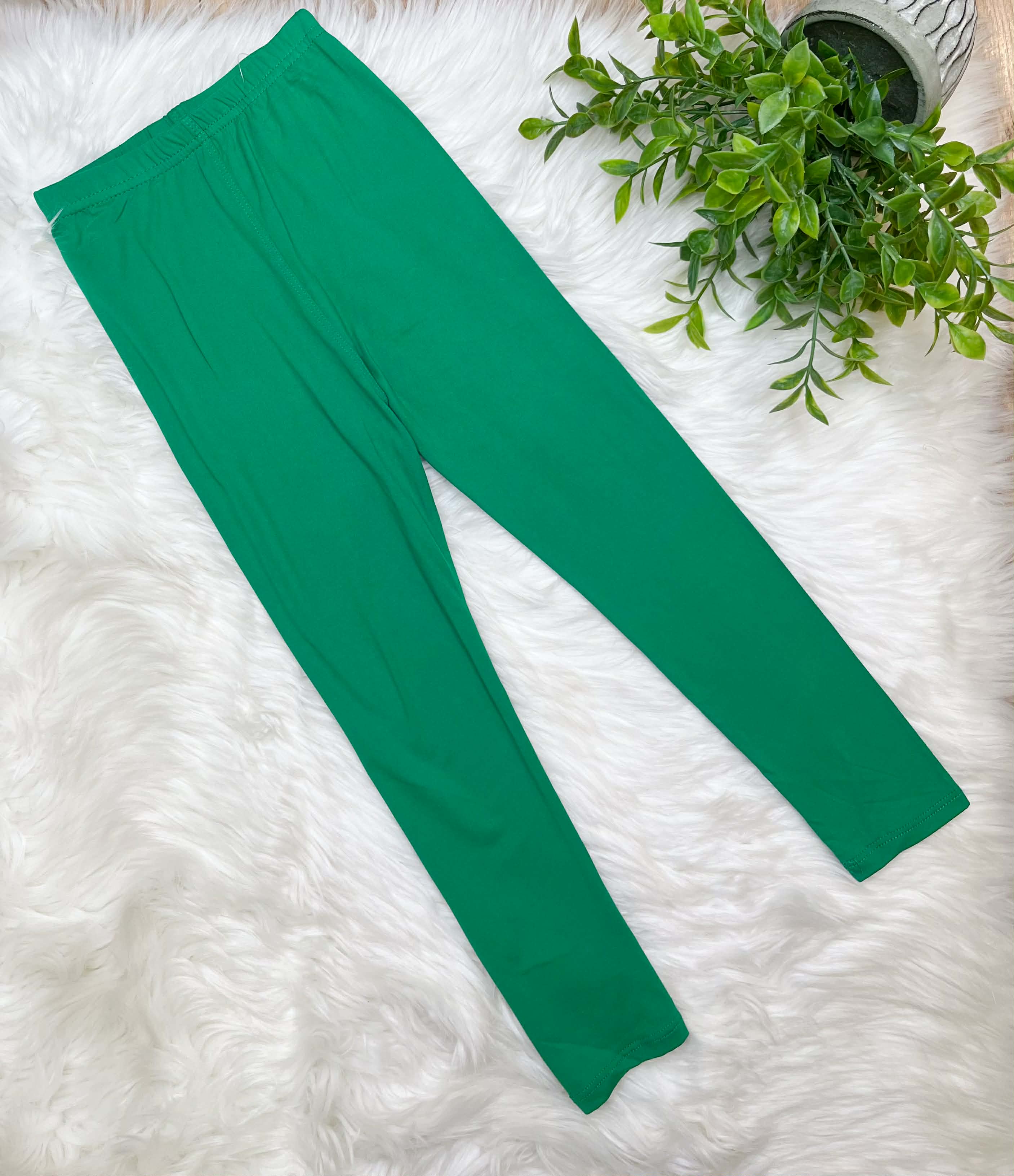 Kids Butter Soft Stretch Leggings- in Color Kelly Green