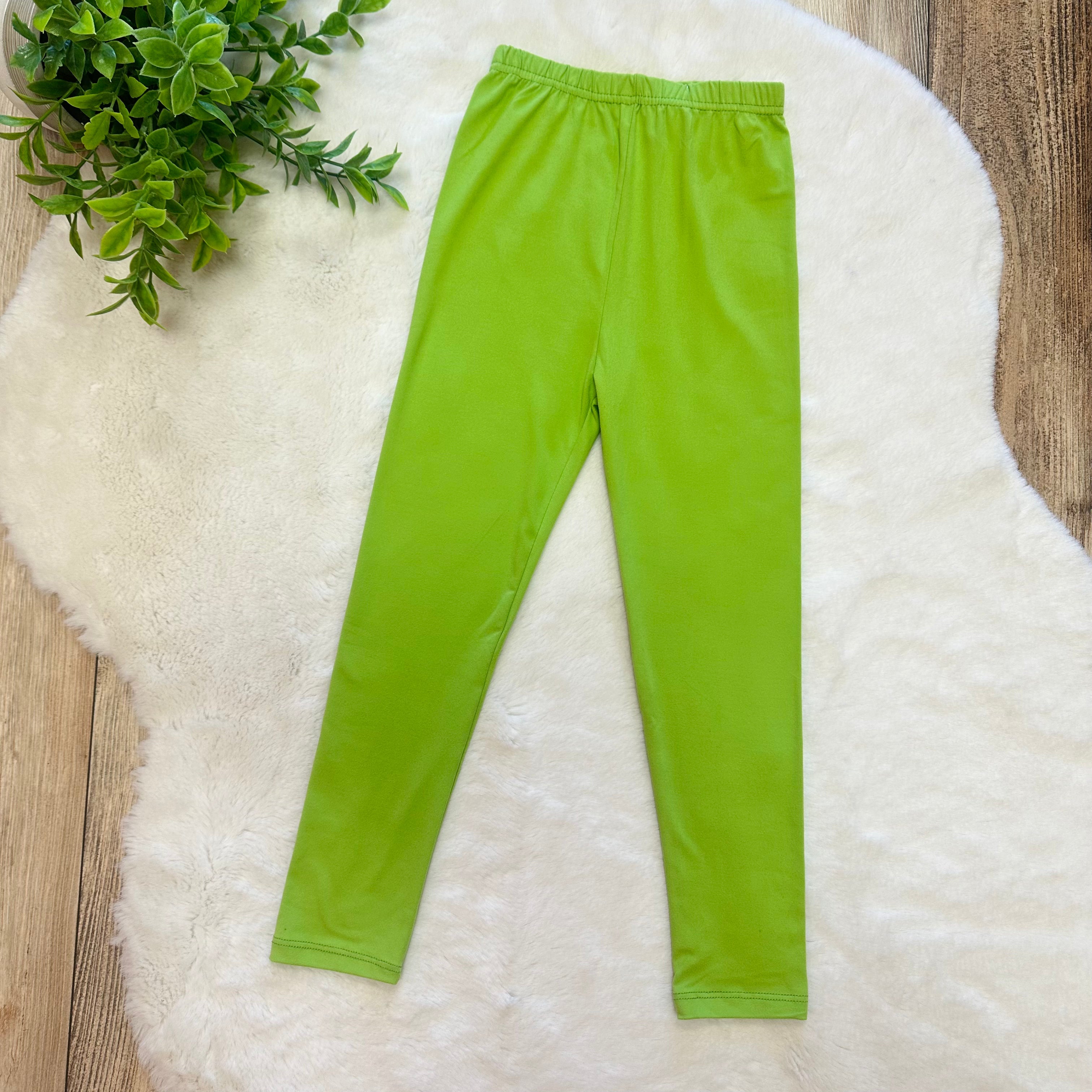 Kids Butter Soft Stretch Leggings- in Color 
Lime Green