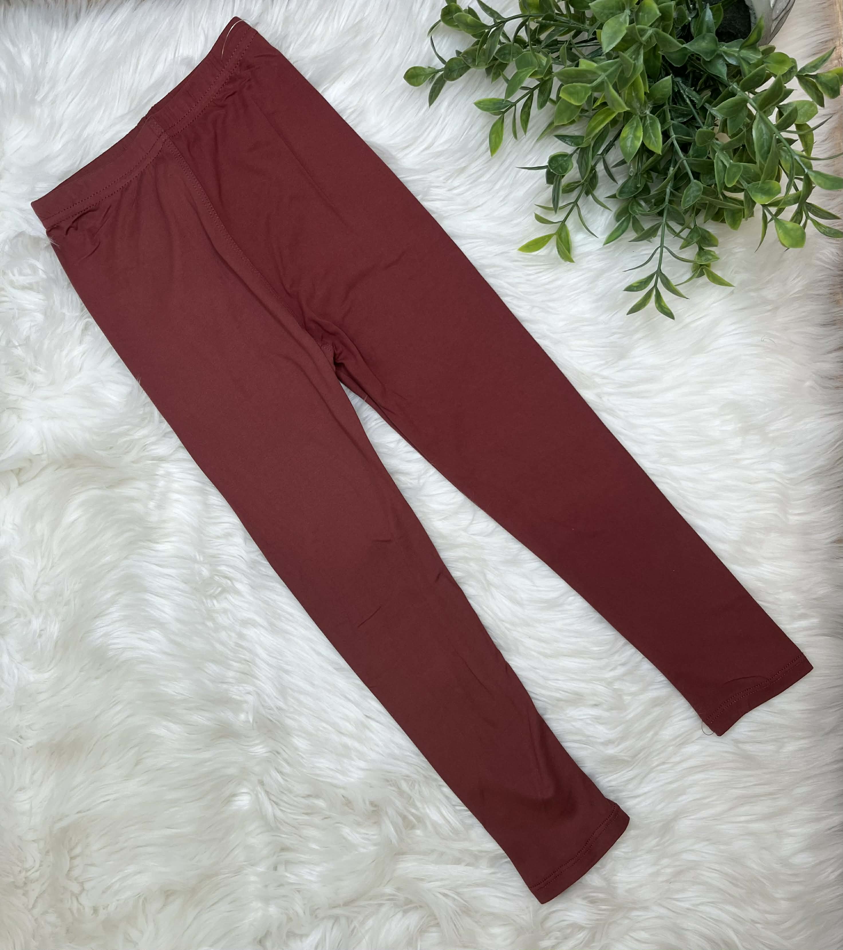 Kids Butter Soft Stretch Leggings- in Color Marsala