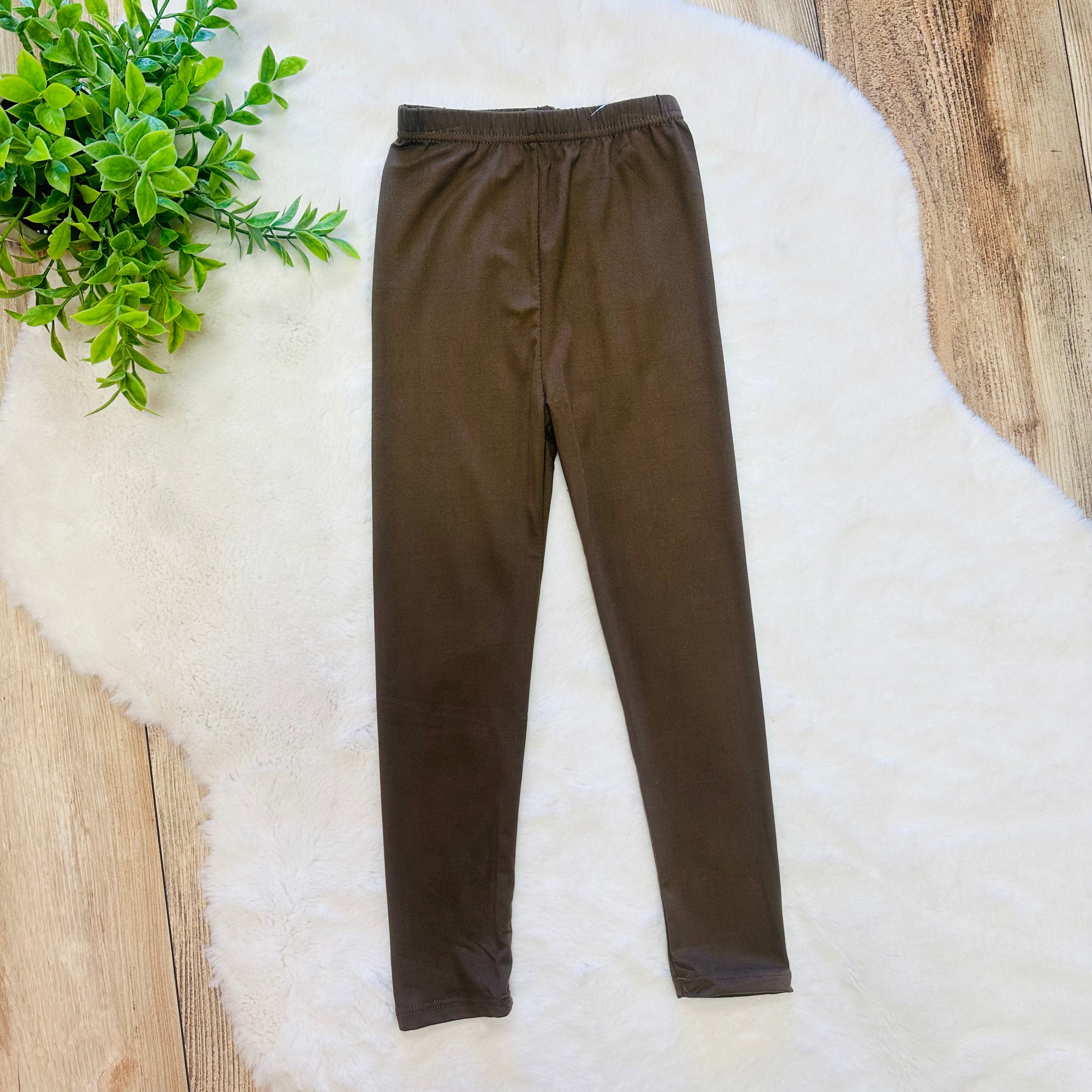 Kids Butter Soft Stretch Leggings- in Color Mocha Brown