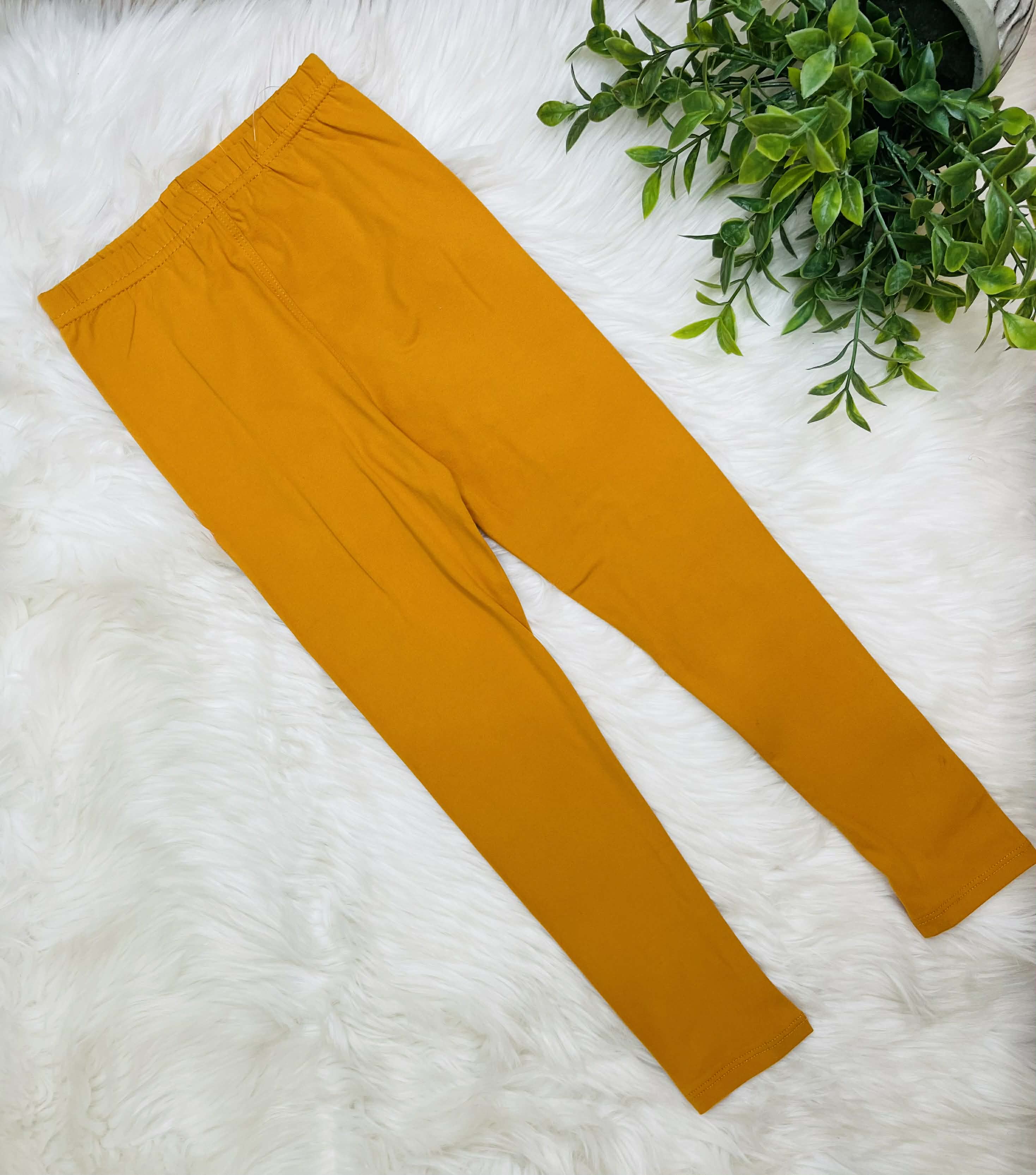 Kids Butter Soft Stretch Leggings- in Color Mustard