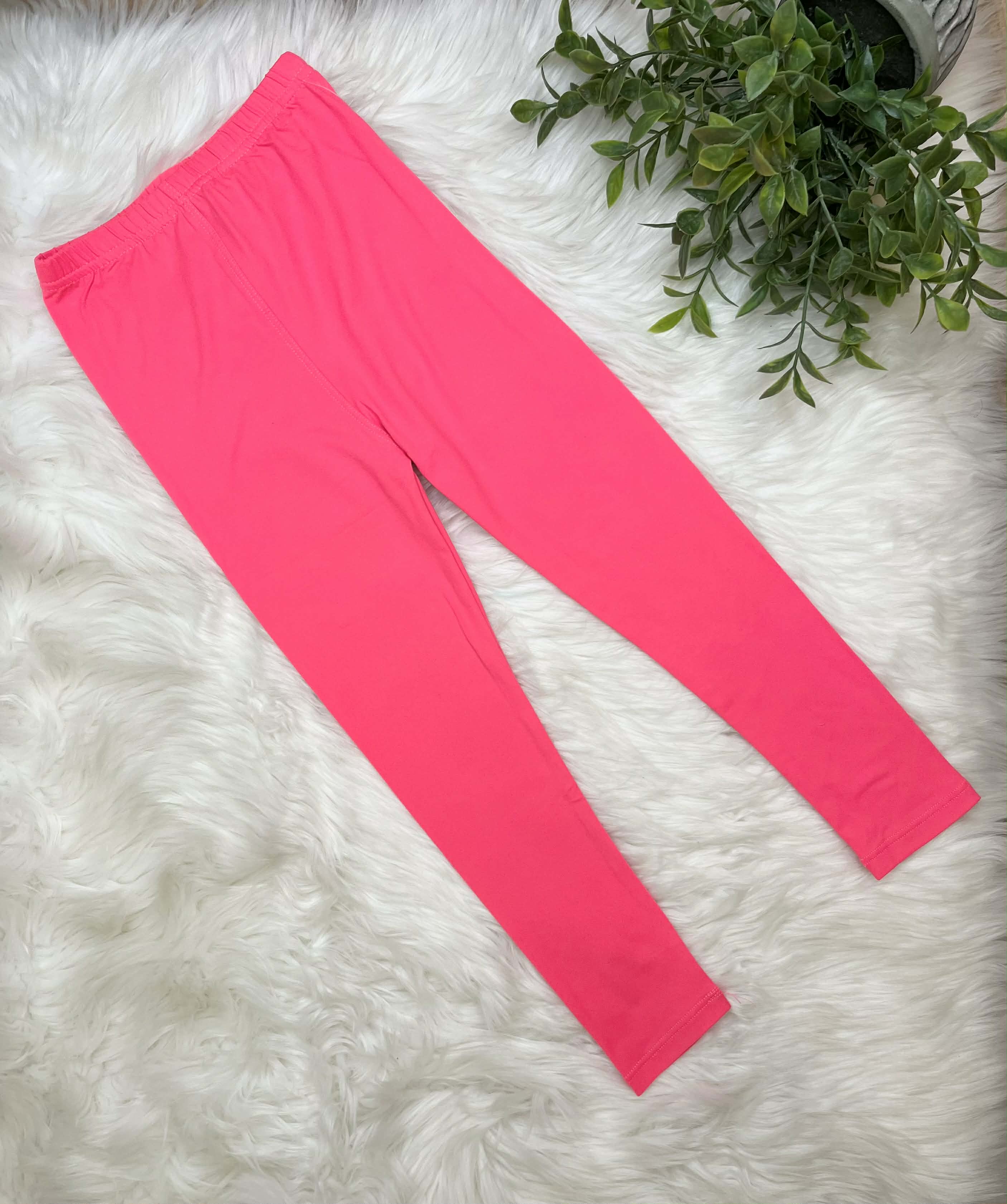 Kids Butter Soft Stretch Leggings- in Color 
Neon Pink