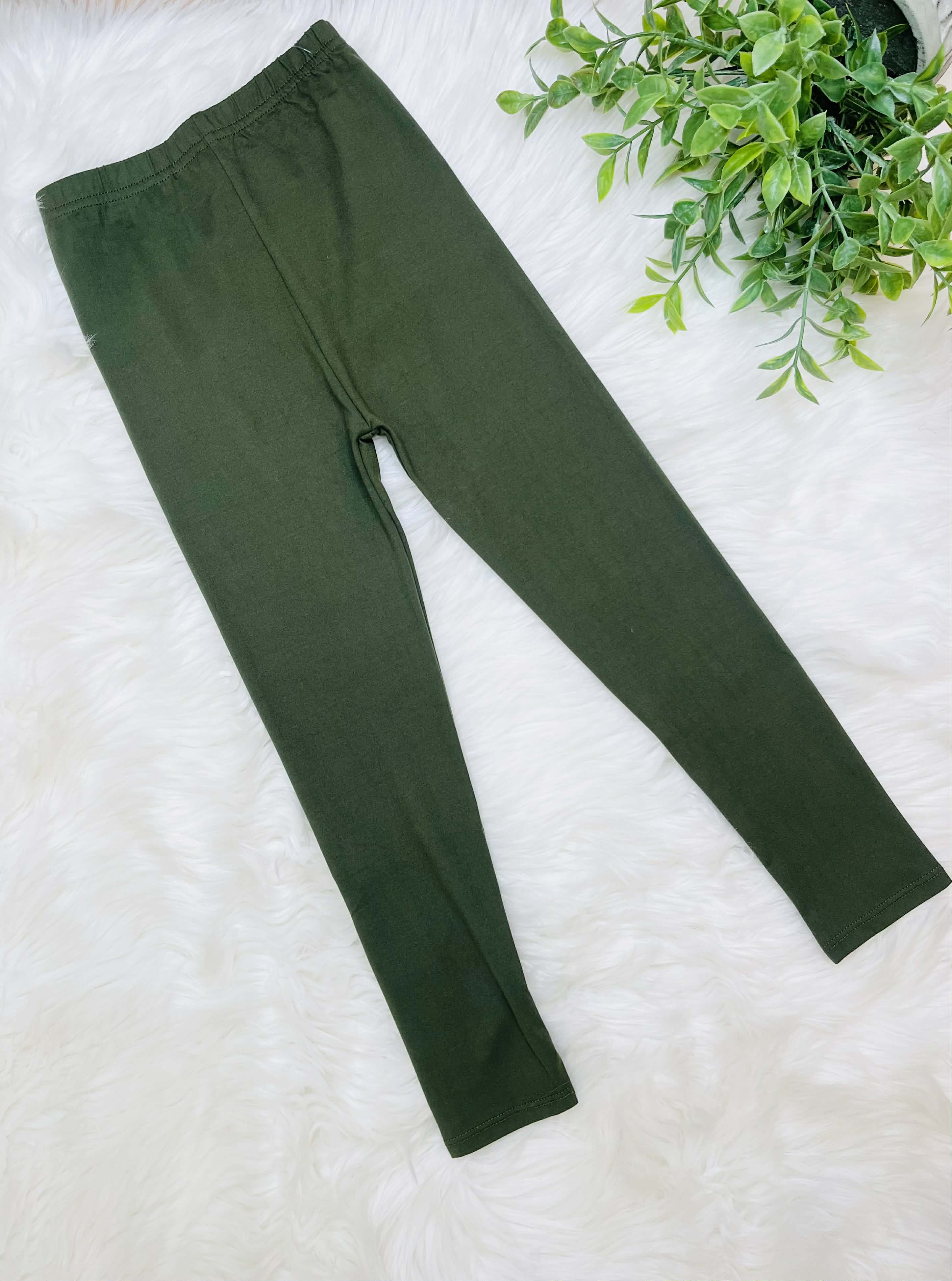 Kids Butter Soft Stretch Leggings- in Color Olive