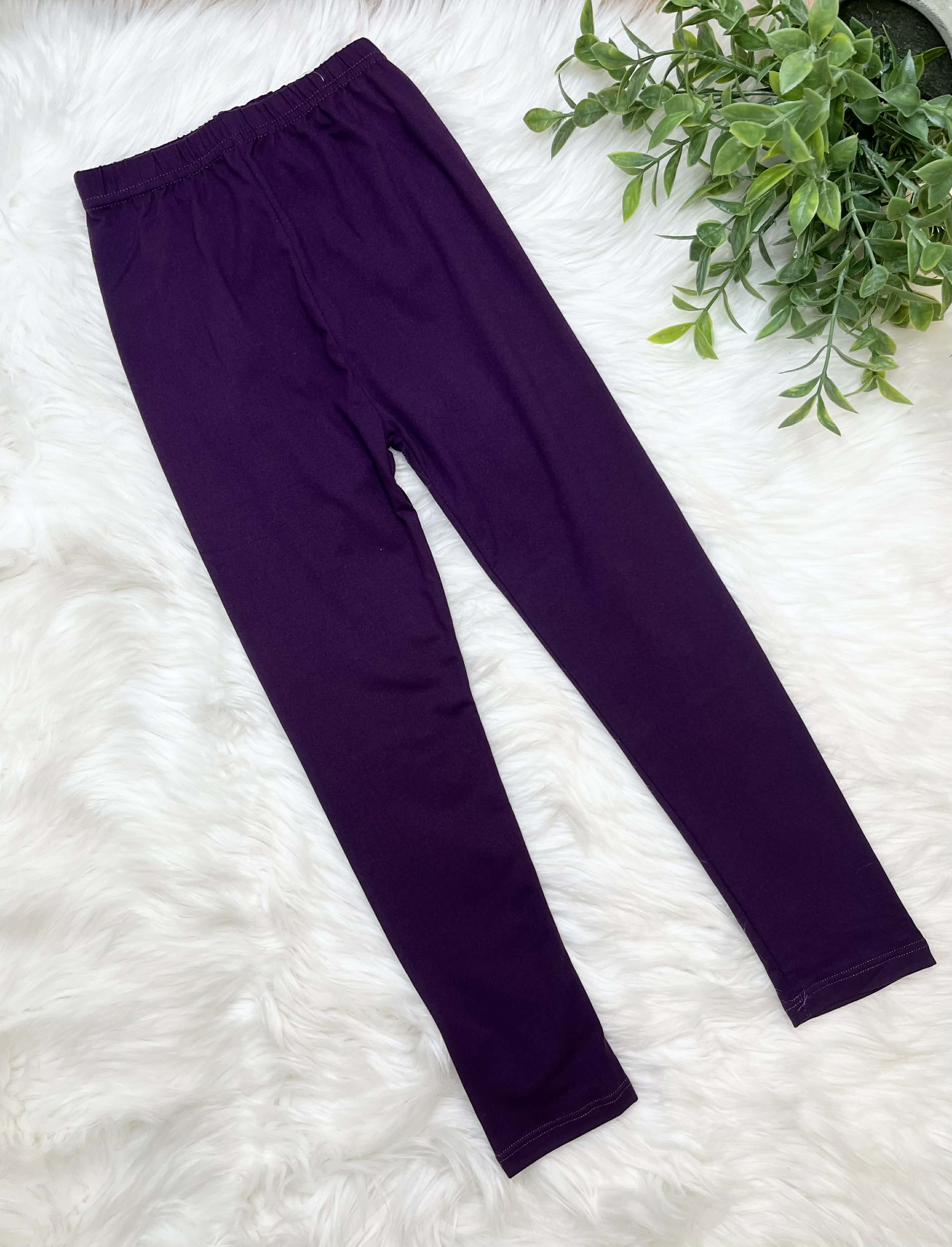 Kids Butter Soft Stretch Leggings- in Color Purple