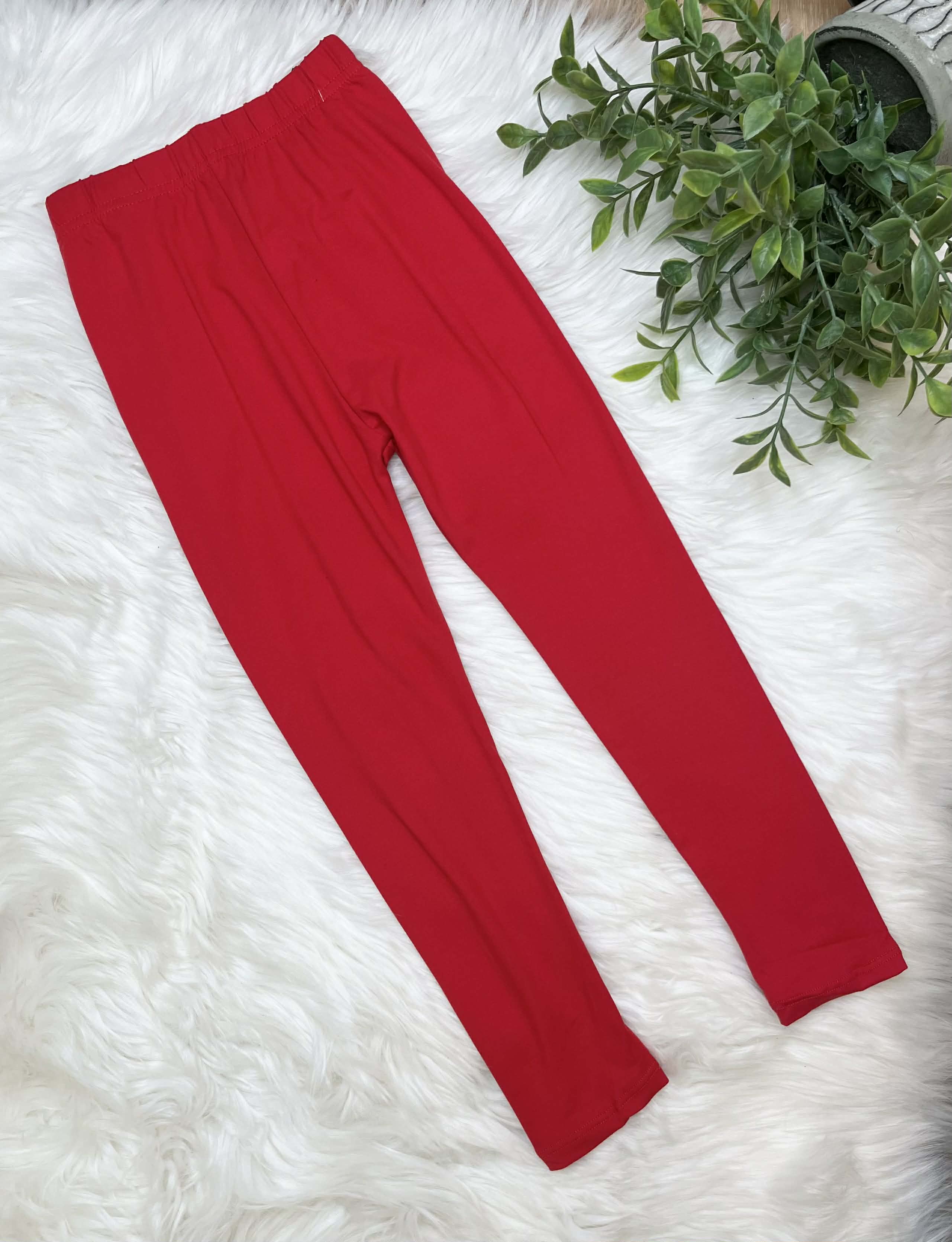 Kids Butter Soft Stretch Leggings- in Color Red
