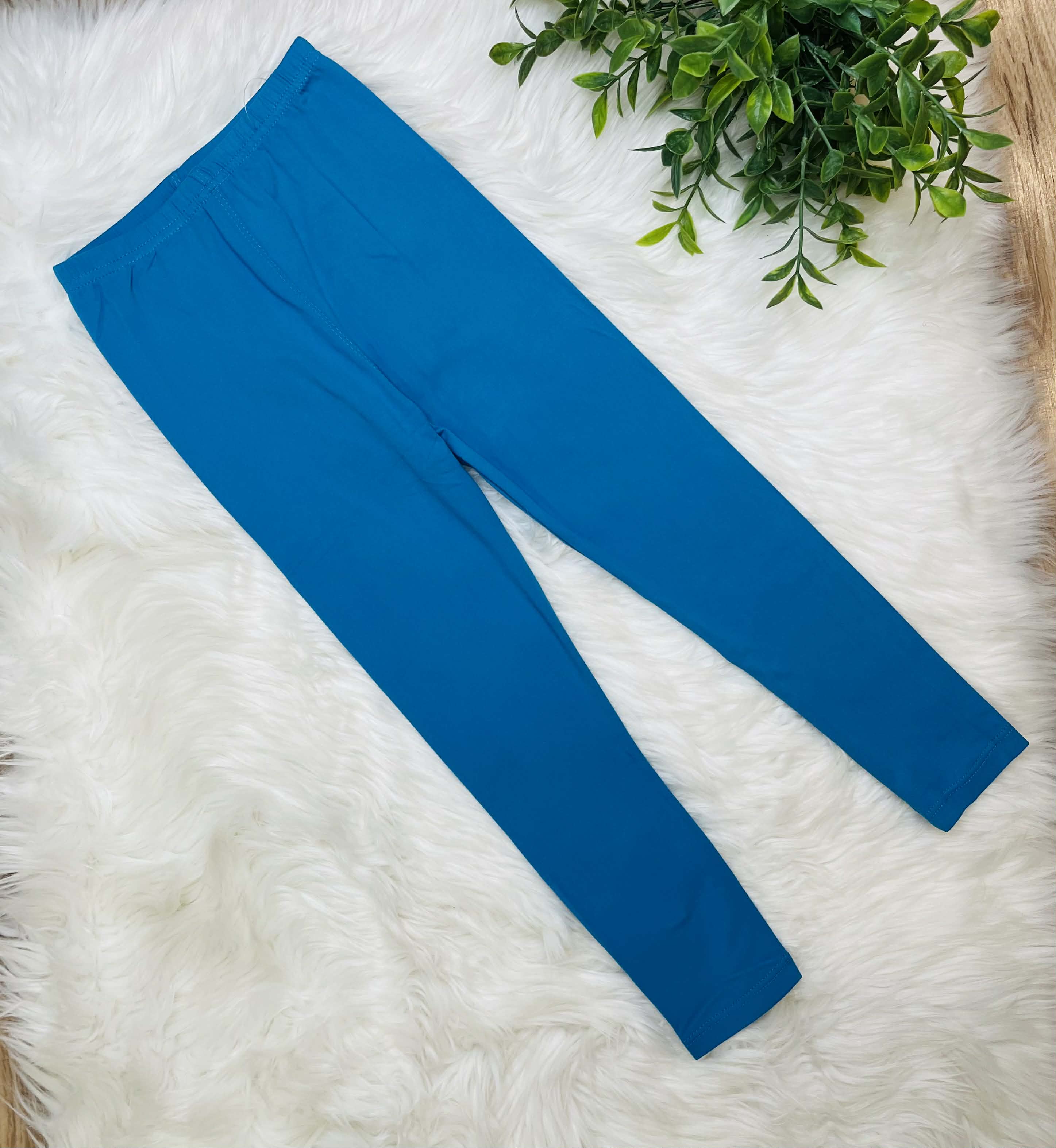 Kids Butter Soft Stretch Leggings- in Turquoise
