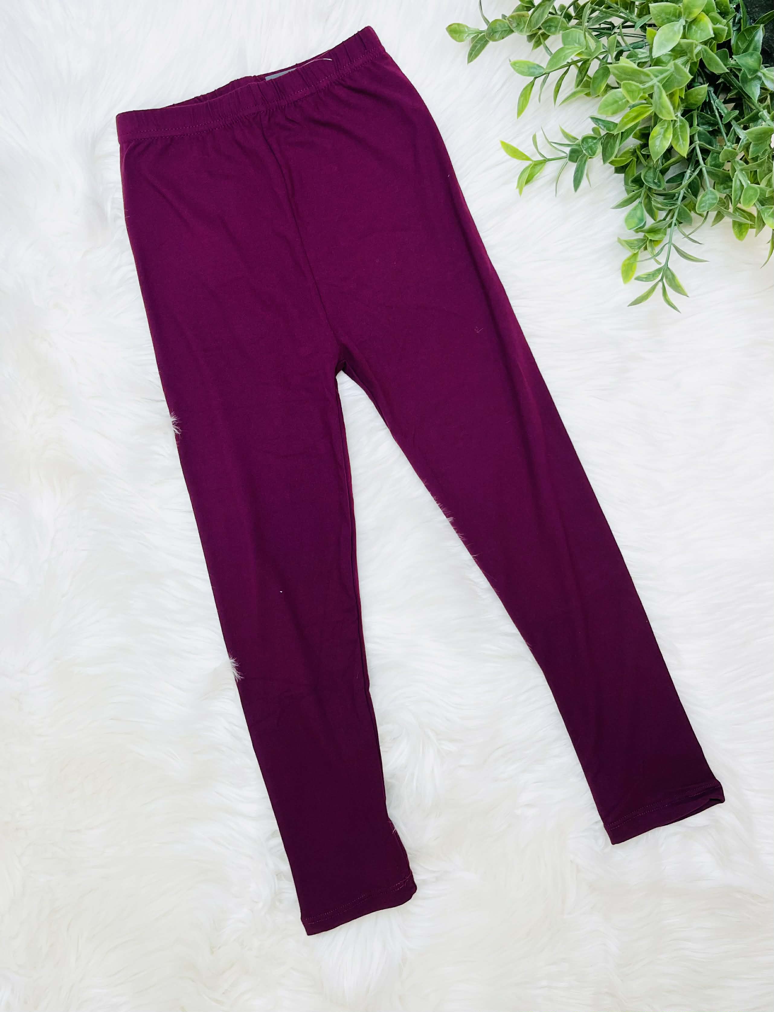 Kids Butter Soft Stretch Leggings- in Color Wine