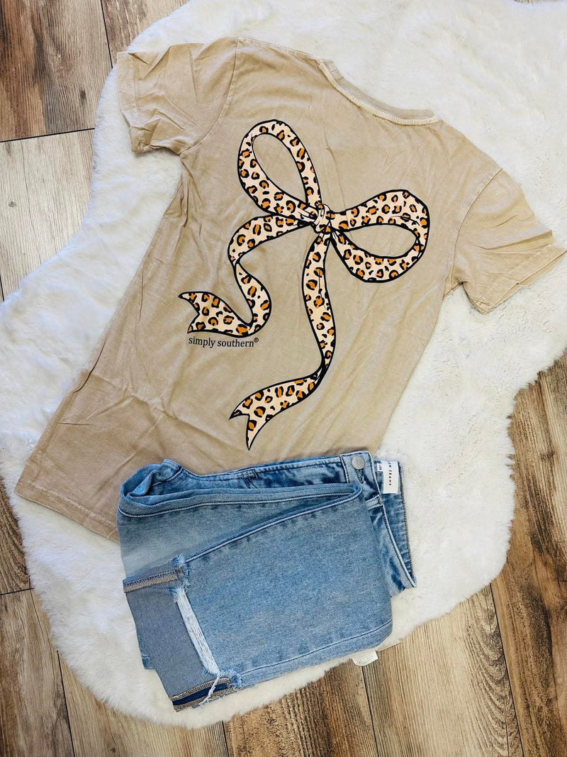 Leopard Bow Simply Southern Tee