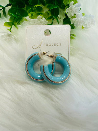 Light Blue and Gold Hoop Earrings - Mini Mee Boutique