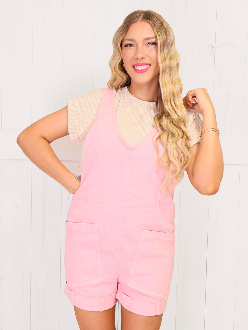 Light Pink Denim Romper