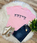 Light Pink Embroidered Bow Tee Graphic Tee Women's