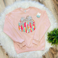 Light Pink Pumpkin Crewneck Graphic Sweatshirt Women's