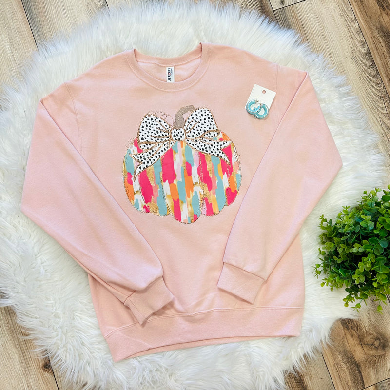 Light Pink Pumpkin Crewneck Sweater Pullover