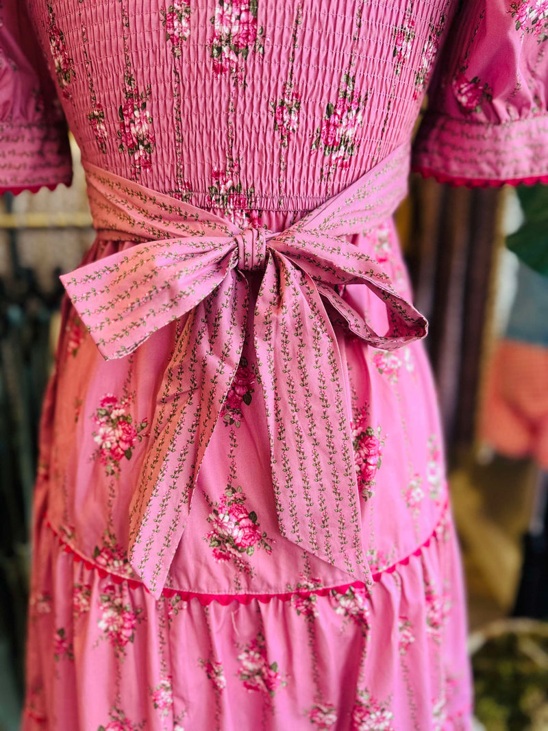 Mauve Coquette Floral Maxi Dress