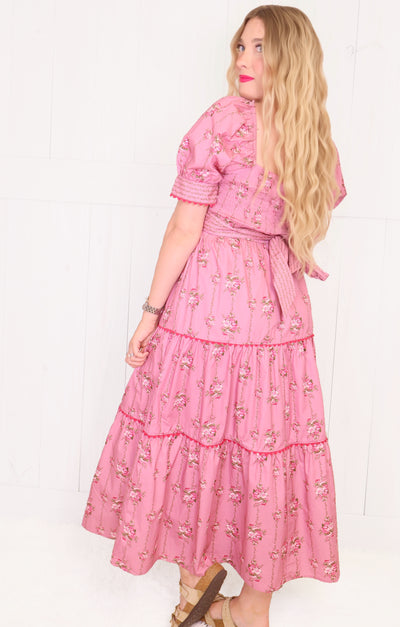 Mauve Coquette Floral Maxi Dress