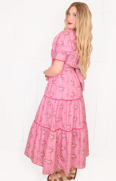 Mauve Coquette Floral Maxi Dress