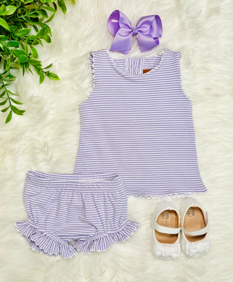 Millie Jay Lilac Bloomer Stripe Set Girls