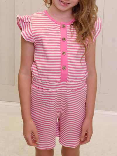 Millie Jay Pink Stripe Romper Girls